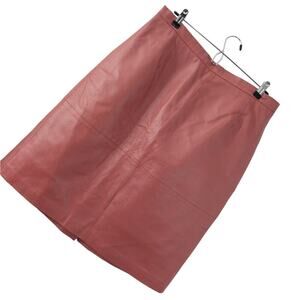 TERRY LEWIS! FINE QUALITY GENUINE LEATHER PENCIL STYLE SKIRT CORAL/MELON! SZ 18P